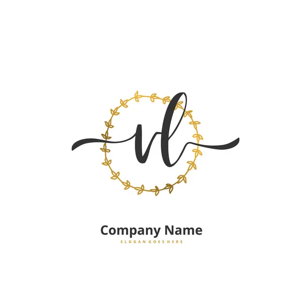 Vl円との初期手書きと署名のロゴデザイン ファッション チーム 結婚式 高級ロゴのための美しいデザイン手書きのロゴ — ストックベクタ