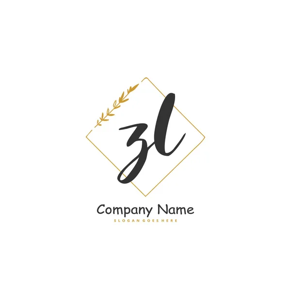 Z L ZL Initial handwriting and signature logo design with circle. Beautiful design handwritten logo for fashion, team, wedding, luxury logo.