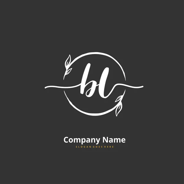 Bl円と初期手書きと署名のロゴデザイン ファッション チーム 結婚式 高級ロゴのための美しいデザイン手書きのロゴ — ストックベクタ
