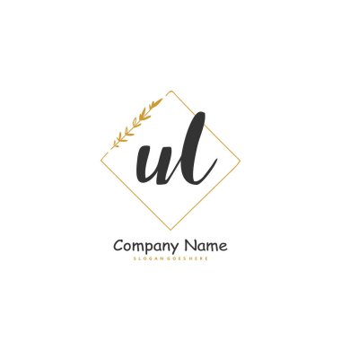 U L UL İlk el yazısı ve daireyle imzalı logo tasarımı. Moda, takım, düğün, lüks logo için güzel tasarım logosu.