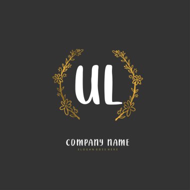 U L UL İlk el yazısı ve daireyle imzalı logo tasarımı. Moda, takım, düğün, lüks logo için güzel tasarım logosu.