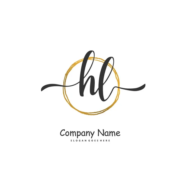 Initial Handwriting Signature Logo Design Circle Beautiful Design Handwritten Logo — Stock Vector