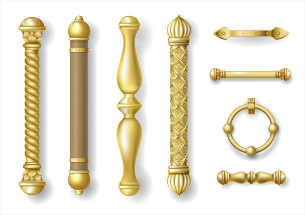 Набір Класичний Золотий Дверних Ручок Стилі Бароко Розкішні Двері Векторна — стоковий вектор