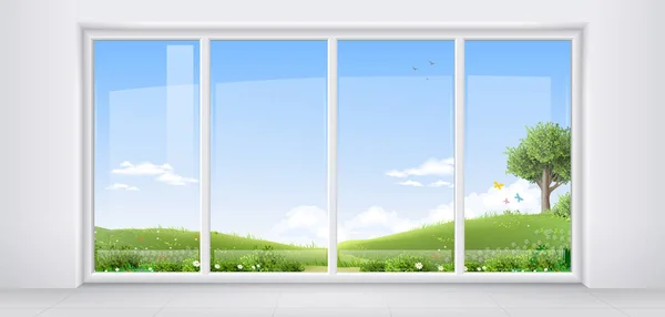 Camera con finestra panoramica — Vettoriale Stock