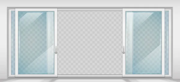 Puerta Corredera Ancha Moderna Con Vidrio Transparente Gráficos Vectores Interior — Vector de stock