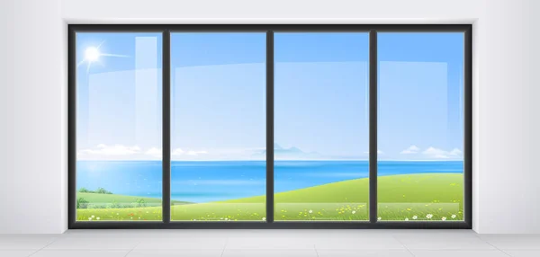 Room with panoramic window — Stock Vector