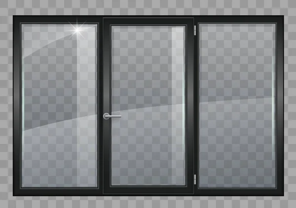 Modern Svart Plast Brett Fönster Med Genomskinlighetseffekt För Gruppen Med — Stock vektor