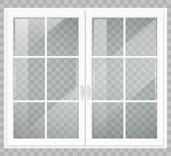 Klasik Ahşap Pencere Veya Terasa Çift Kapılı Şeffaflık Vektör Grafikleri — Stok Vektör