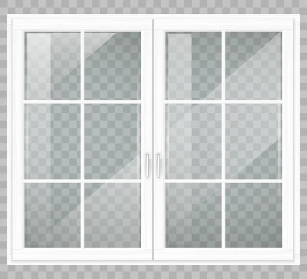 Klassische Holzfenster Oder Doppeltüren Zur Terrasse Transparenz Vektorgrafik — Stockvektor