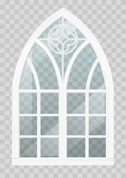 Классическое Готическое Окно Дерева Средневековом Стиле Церкви Замка Векторная Графика — стоковый вектор