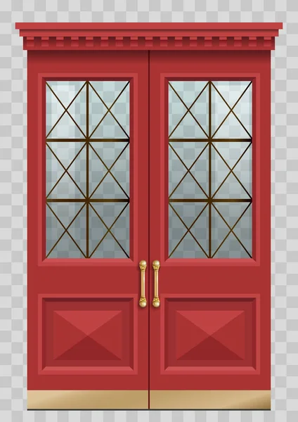 Класичний Фасад Червоними Вінтажними Дверима Класичному Стилі Векторна Графіка — стоковий вектор