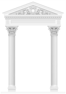 Antik beyaz colonnade iyonik sütun ile. Üç kemerli giriş ya da niş. Vektör grafikleri