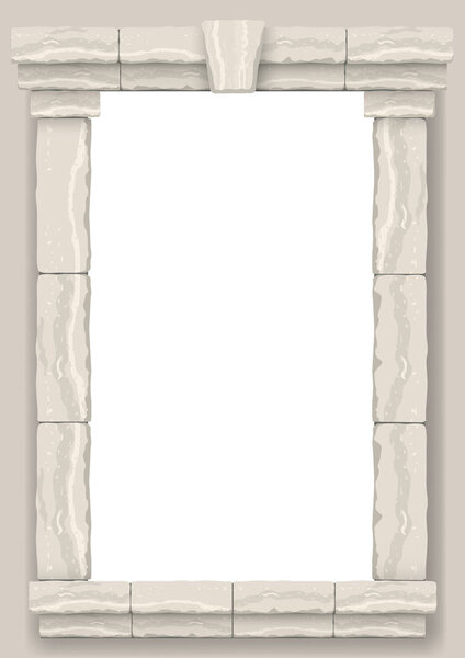 Arch in the wall of beige cut stone and travertine marble for a window or door in the classic style