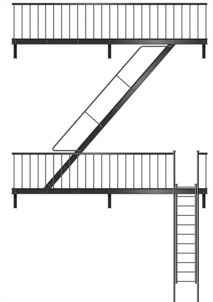 Dibujo de la escalera de incendios para la fachada — Archivo Imágenes Vectoriales