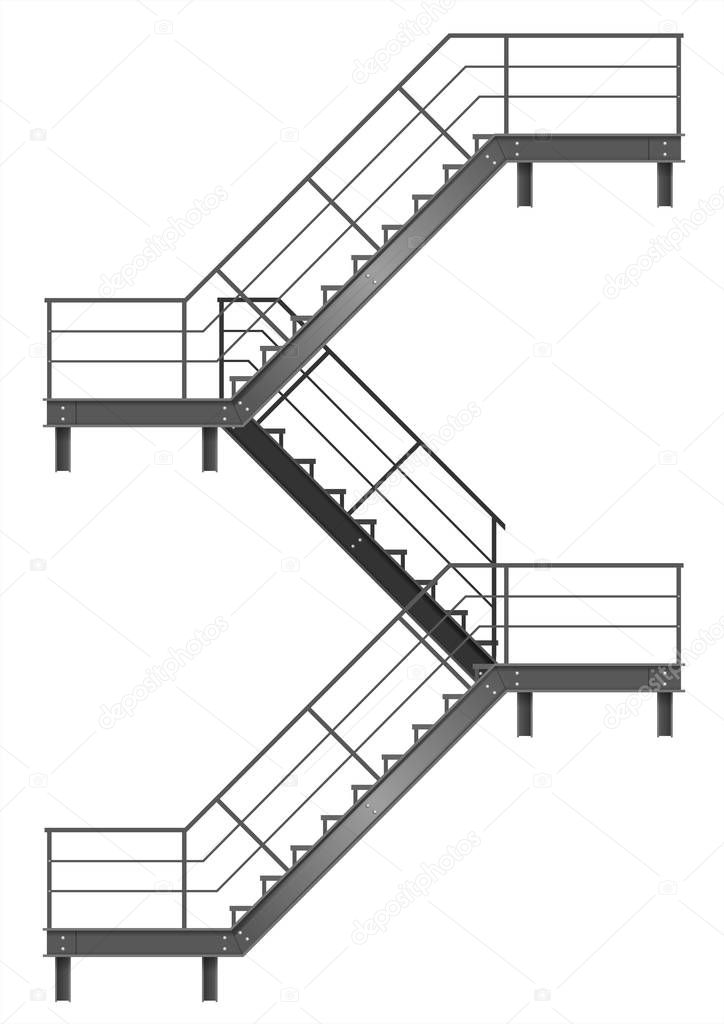 Drawing of the fire escape for the facade