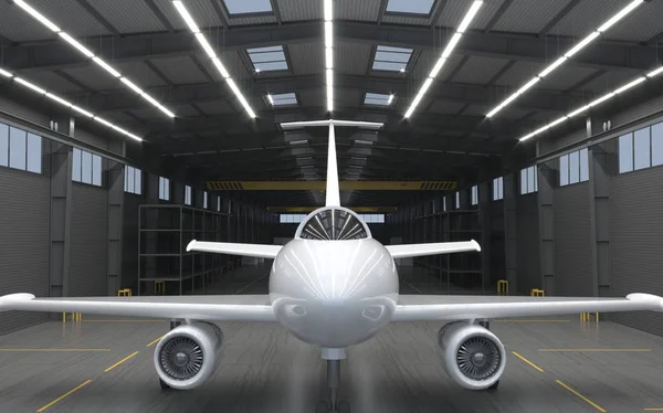 Illustration Hangar Modern Jet Aircraft Repair Shop — Stock Photo, Image