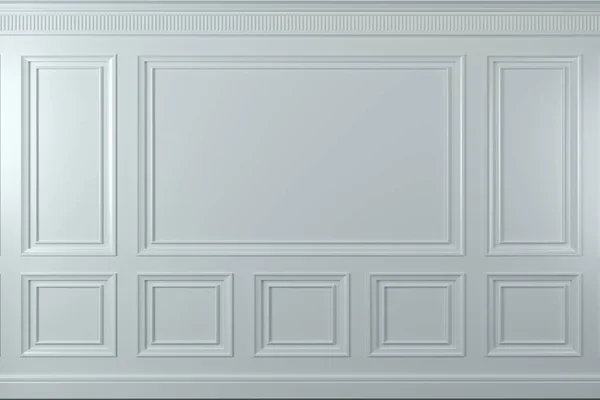 Illustrazione Parete Classica Pannelli Legno Bianco Falegnameria All Interno Contesto — Foto Stock