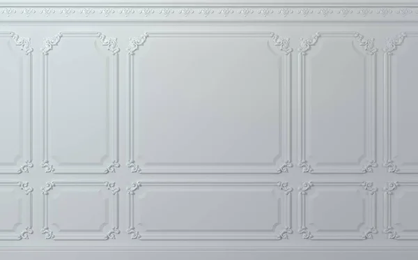 Illustrazione Parete Classica Pannelli Legno Bianco Falegnameria All Interno Contesto — Foto Stock