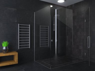 Modern karanlık cam duş
