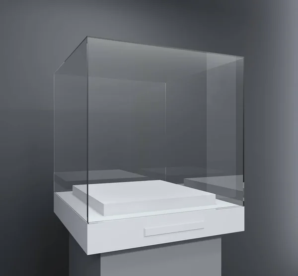 Vitrine en verre sous forme de cube — Photo