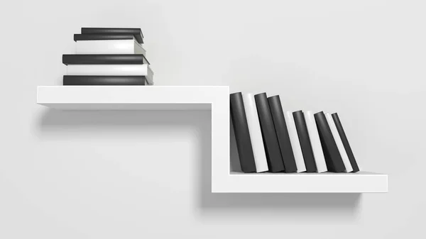 Modern bookshelf on white wall furniture — Stock Photo, Image