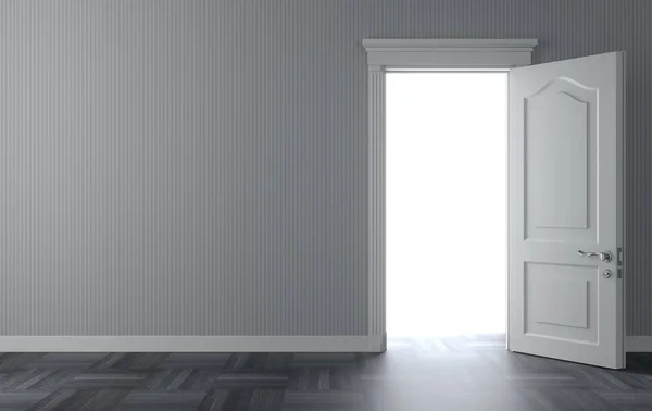 Apri la classica porta bianca sul muro — Foto Stock