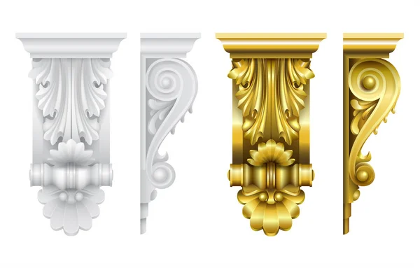 Soporte frontal clásico conjunto de oro y piedra — Archivo Imágenes Vectoriales