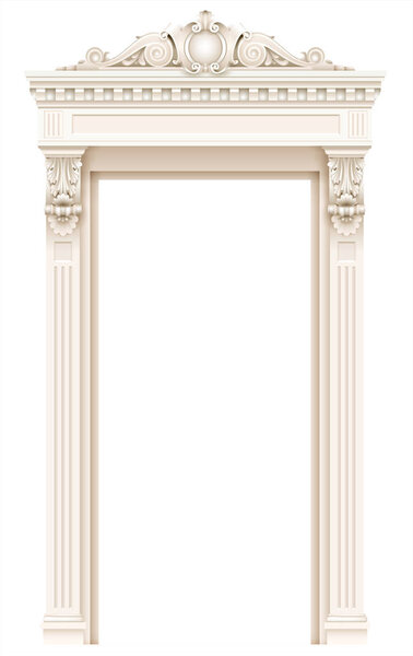 Classic white architectural door facade frame