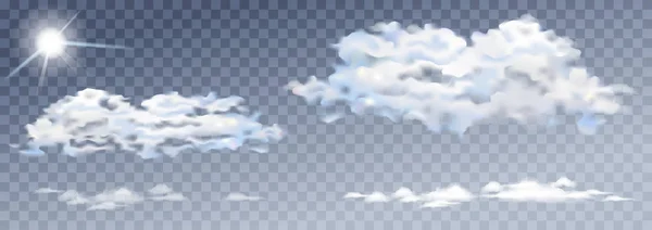Vektor transparenta moln och sol natur och himmel — Stock vektor