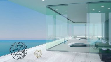 Modern deniz villalarının terası