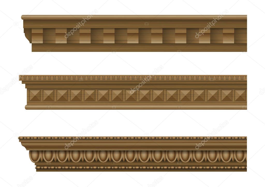 Set of classical wooden cornices