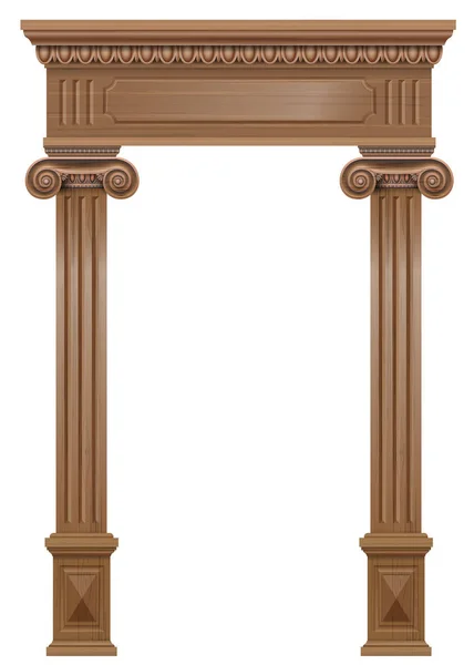 Holzbogen der Portaltür mit Säulen — Stockvektor