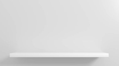 Sergi için beyaz raflar