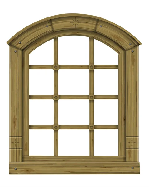 골동품 나무 아치형 창 판타지 스칸디나비아 고딕 양식 — 스톡 벡터