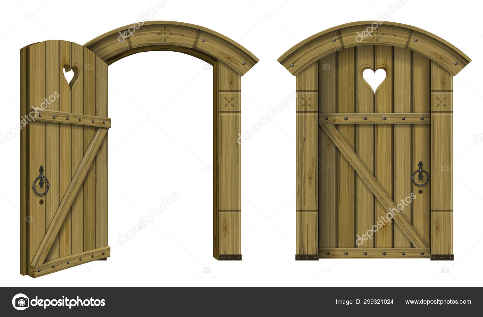 Antique Wooden Arched Door Fantasy Stock Vector C Denisik11