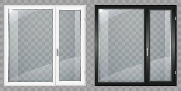 Moderna finestra ampia in plastica bianca e nera — Vettoriale Stock