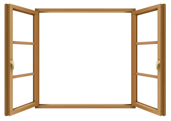 Clássico de madeira vintage janela aberta — Vetor de Stock