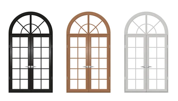 Set de puertas arqueadas vintage de madera — Vector de stock