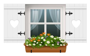 Kaliteli ahşap pencere panjurları çiçek saksısı