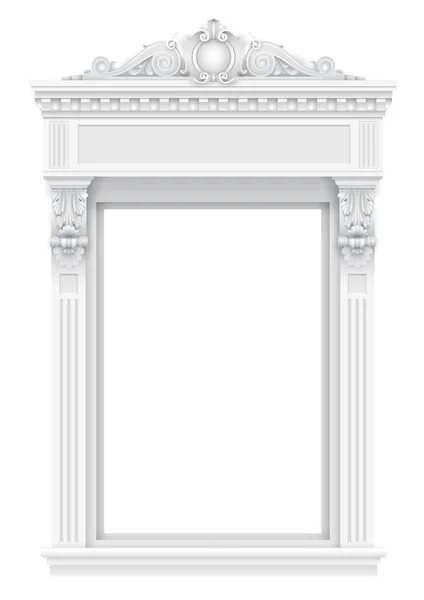 Fachada de janela arquitetônica branca clássica para o quadro — Vetor de Stock