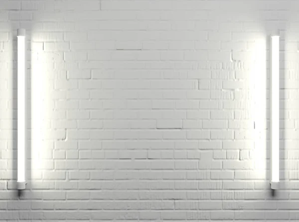 Fehér régi tégla fal háttér lámpák — Stock Fotó