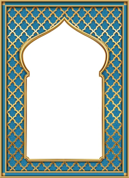 Обкладинка листівки золота східна старовинна аркова рамка — стоковий вектор
