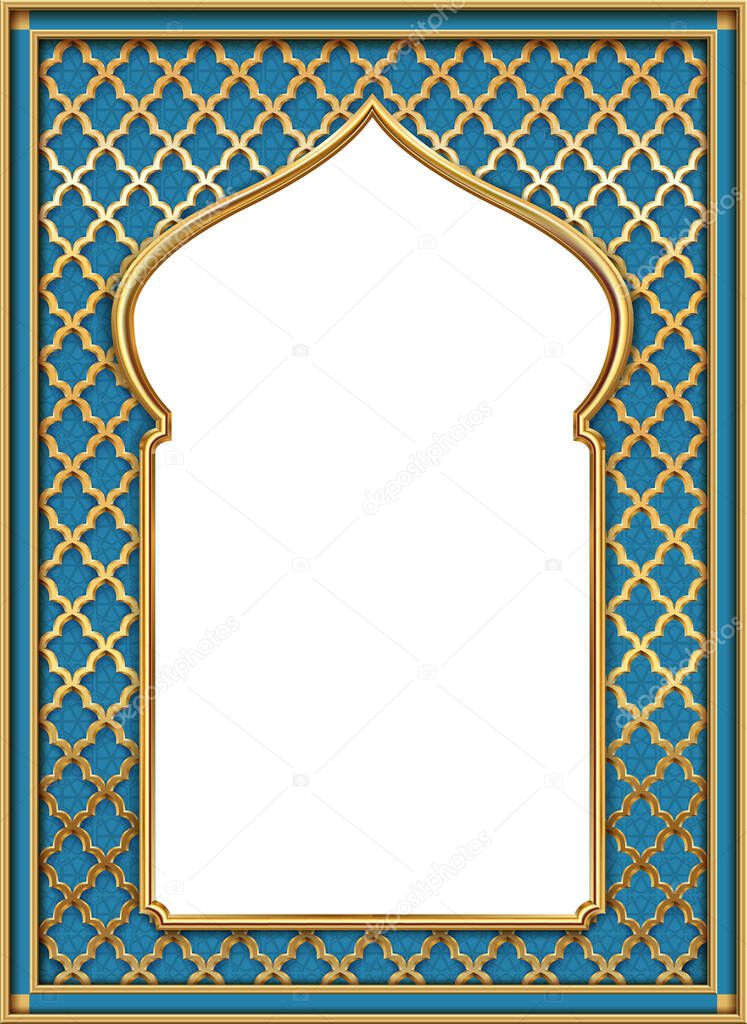 Cover postcard golden oriental vintage arch frame