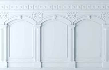 Klasik beyaz tahta paneller duvarı. Tasarım ve teknoloji