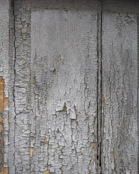 Cracked weathered white painted wooden board texture — Stock Photo, Image