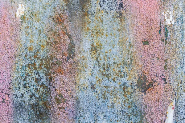 Metal rusty painted cyan and pink grunge texture background. Copy space — Stock Photo, Image