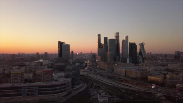 Moskevské panoráma panorama v noci — Stock video
