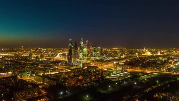 Μόσχα Πανόραμα cityscape τη νύχτα — Αρχείο Βίντεο