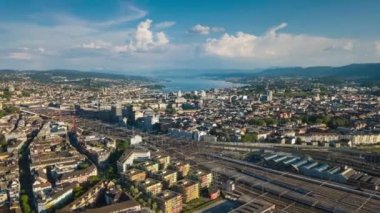 4 k görüntüleri Zürih'cityscape panorama, İsviçre  