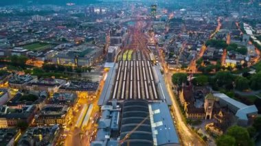 4 k görüntüleri, Zürih gece cityscape panorama, İsviçre  